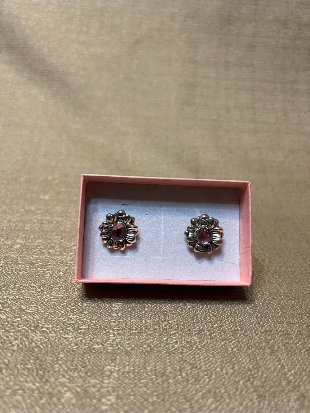 Avon Antiqued Floral Birthstone Color Earrings June Alexandrite.